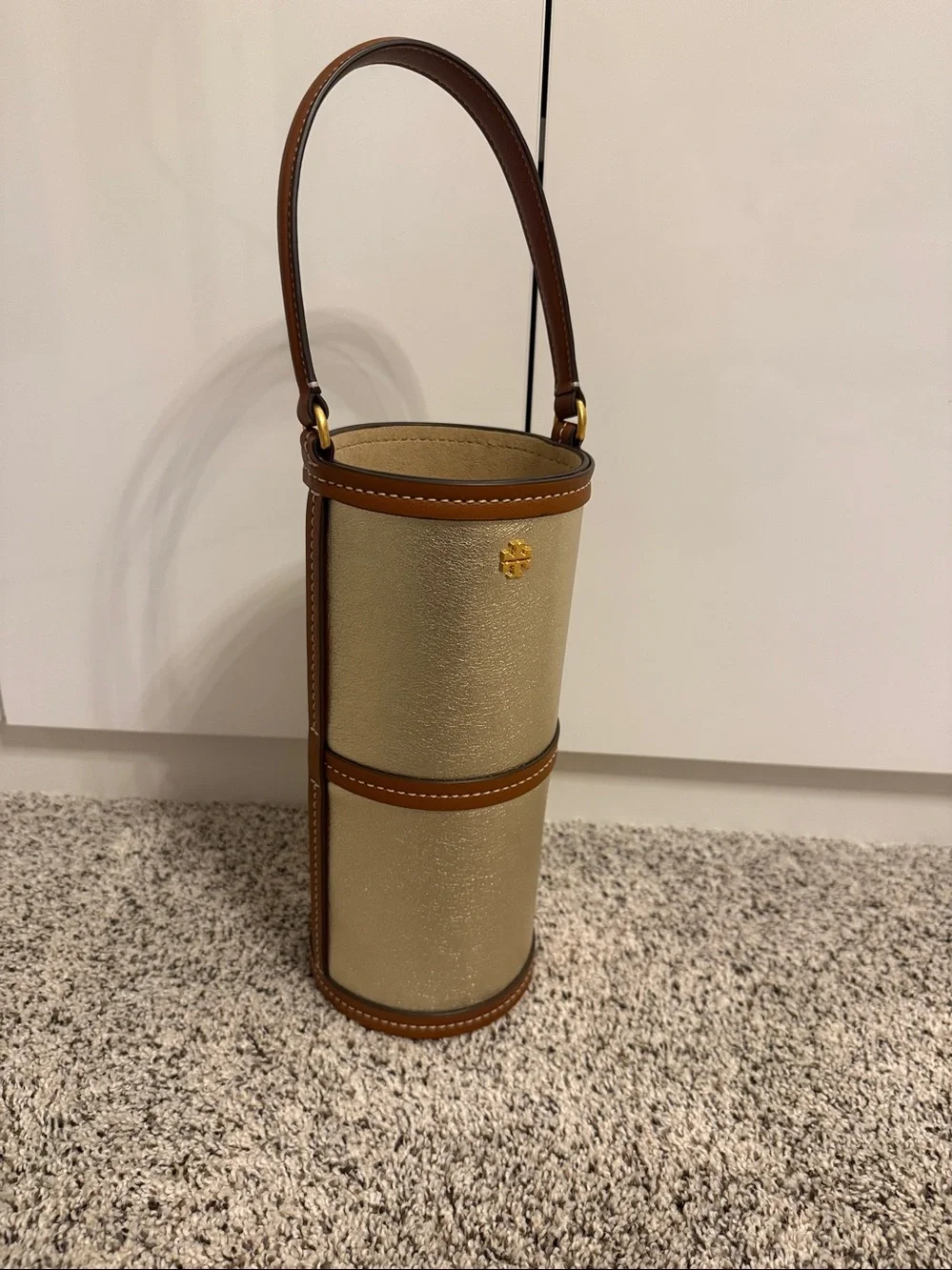 Tory Burch Emerson Wine Tote in Gold Leather NWOT